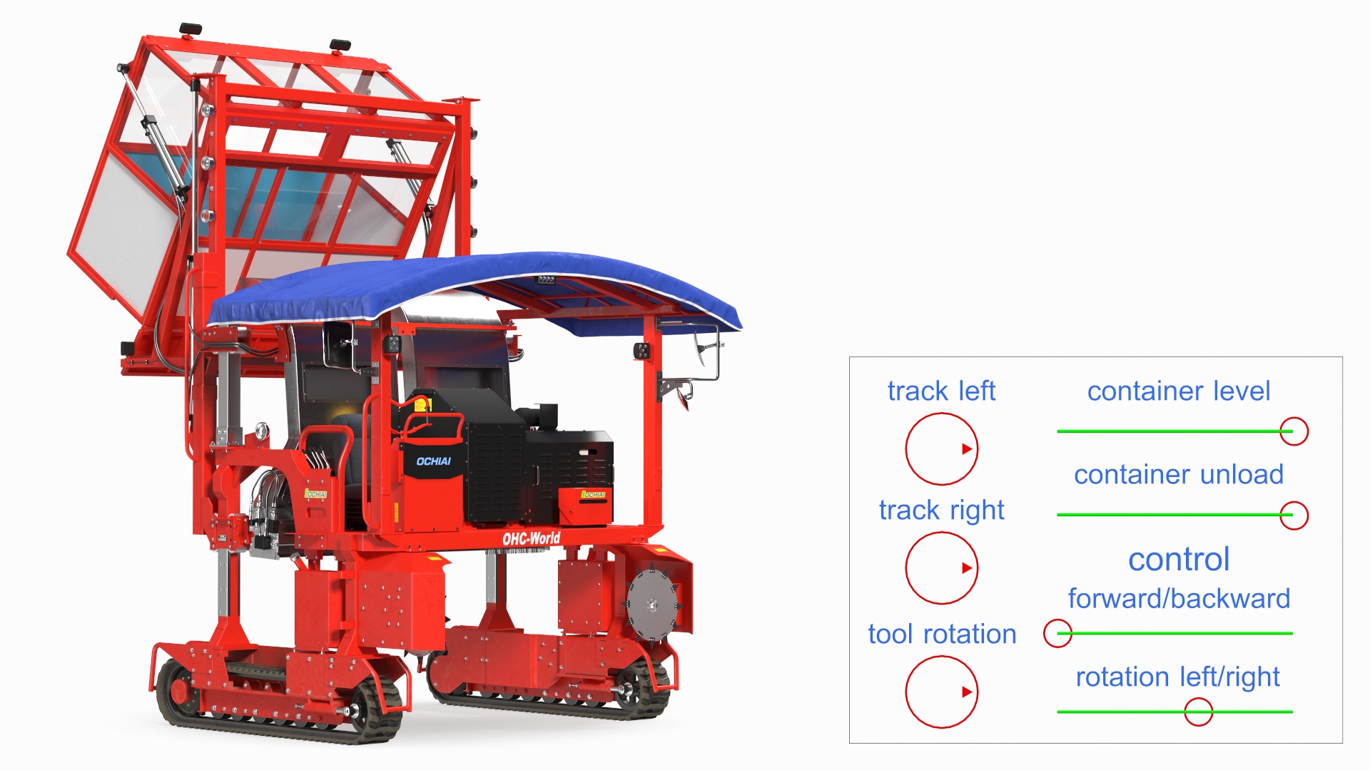 Self Propelled Tea Harvester Ochiai OHC-W Rigged for Cinema 4D 3D
