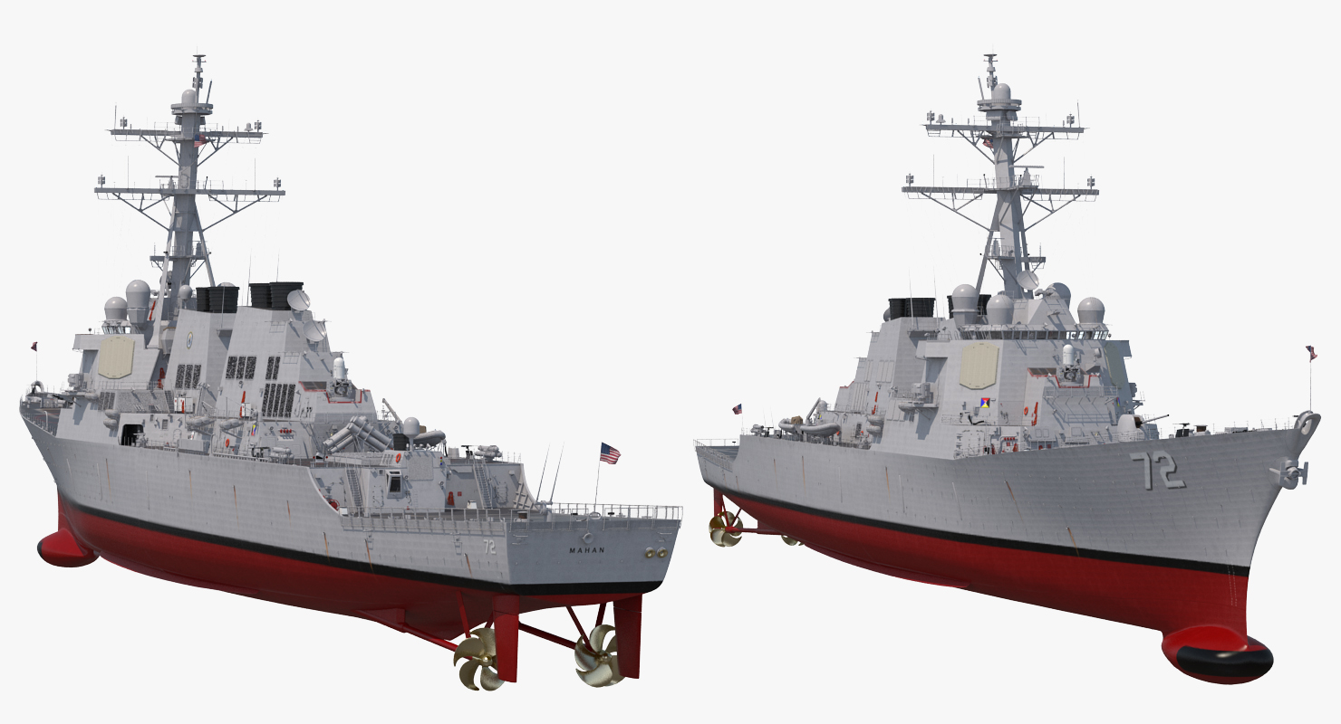 3D Arleigh Burke Destroyer Mahan DDG 72 Rigged model