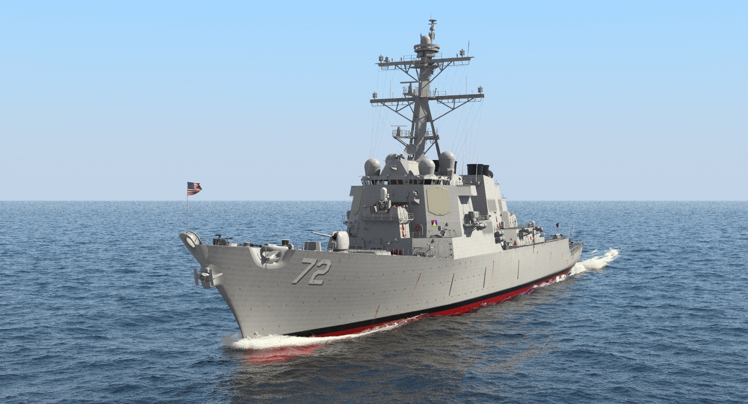 3D Arleigh Burke Destroyer Mahan DDG 72 Rigged model