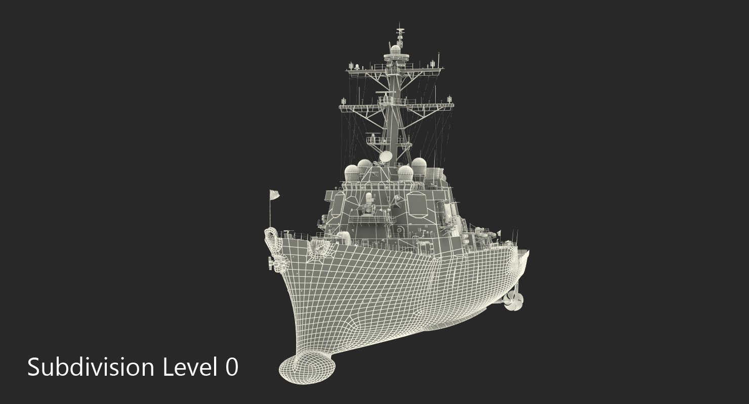 3D Arleigh Burke Destroyer Mahan DDG 72 Rigged model