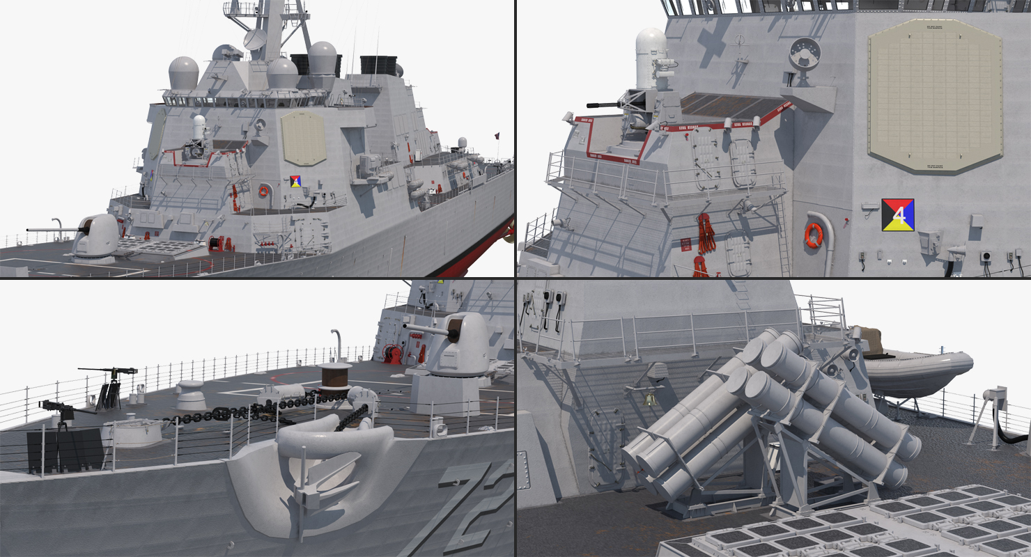 3D Arleigh Burke Destroyer Mahan DDG 72 Rigged model