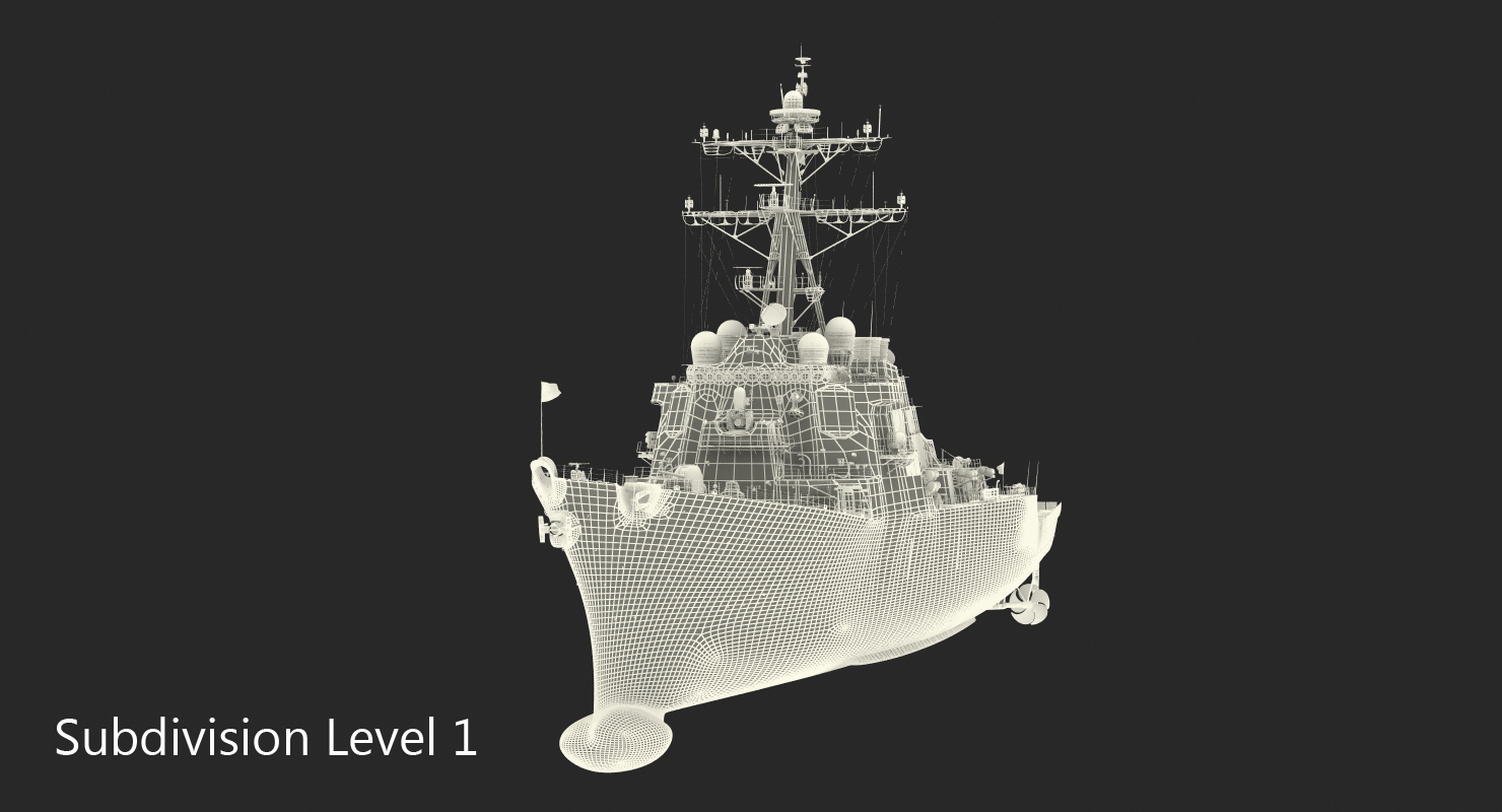 3D Arleigh Burke Destroyer Mahan DDG 72 Rigged model