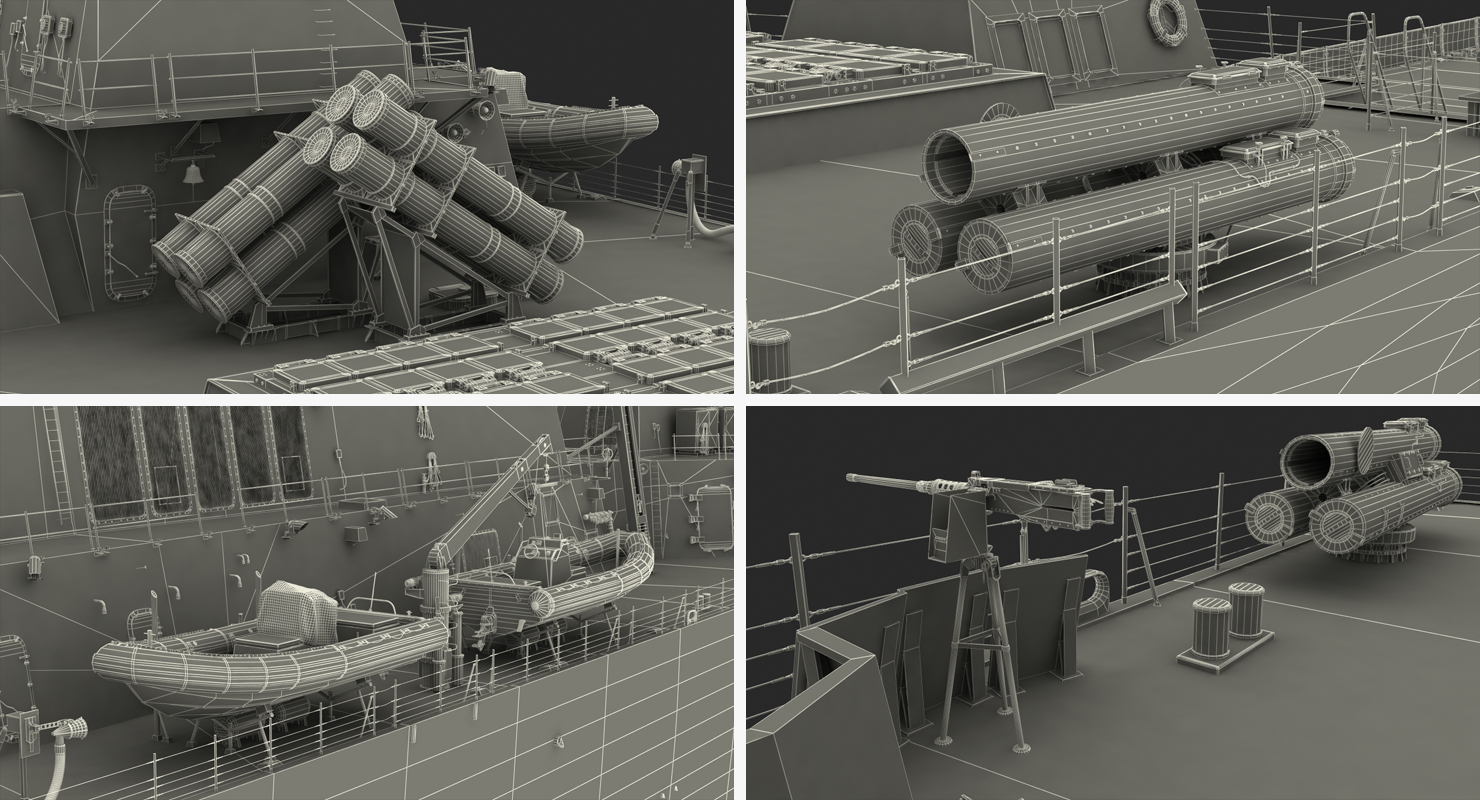 3D Arleigh Burke Destroyer Mahan DDG 72 Rigged model