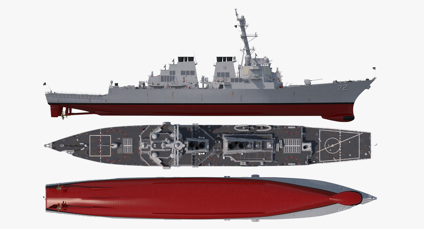 3D Arleigh Burke Destroyer Mahan DDG 72 Rigged model