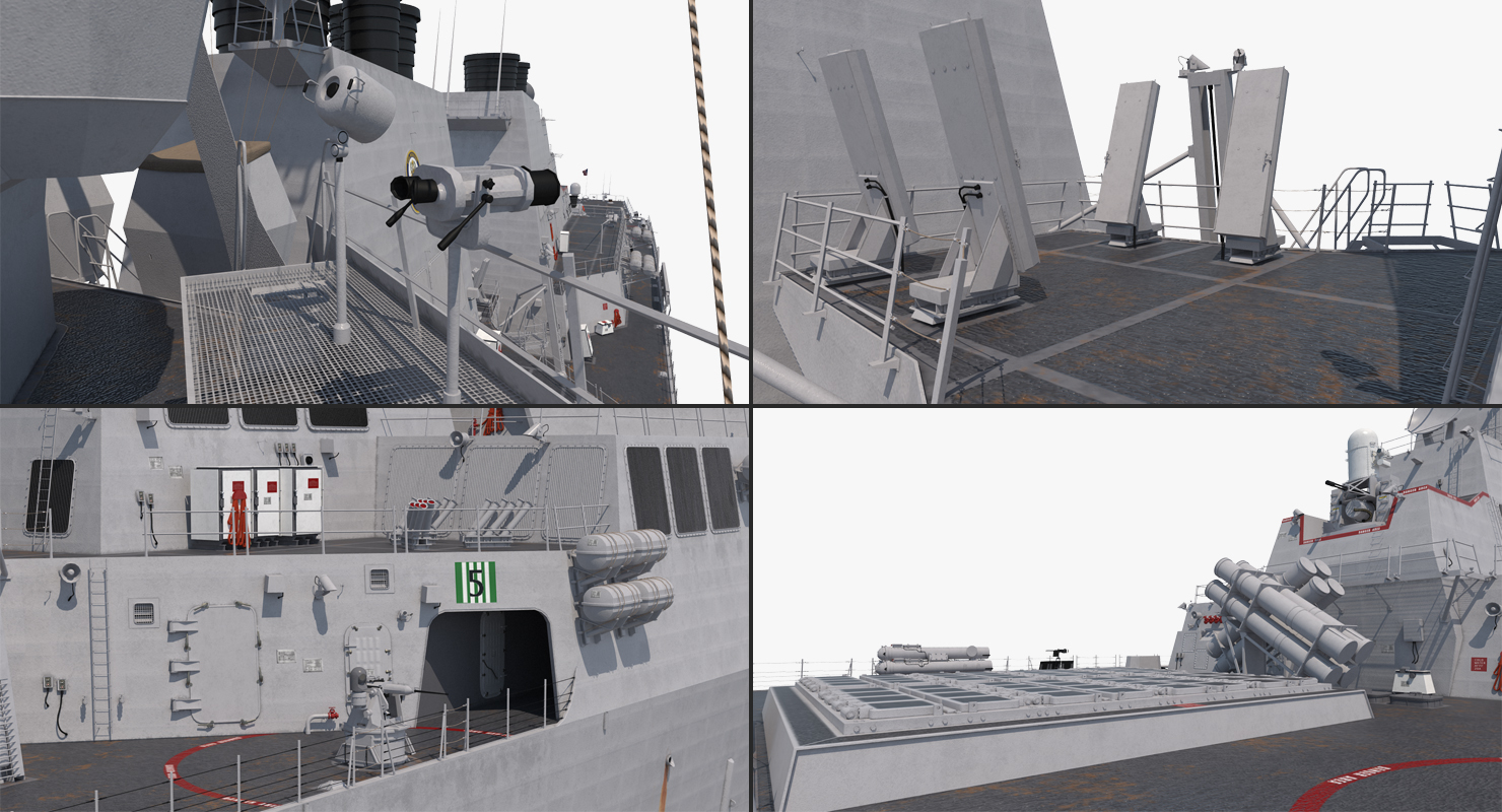 3D Arleigh Burke Destroyer Mahan DDG 72 Rigged model