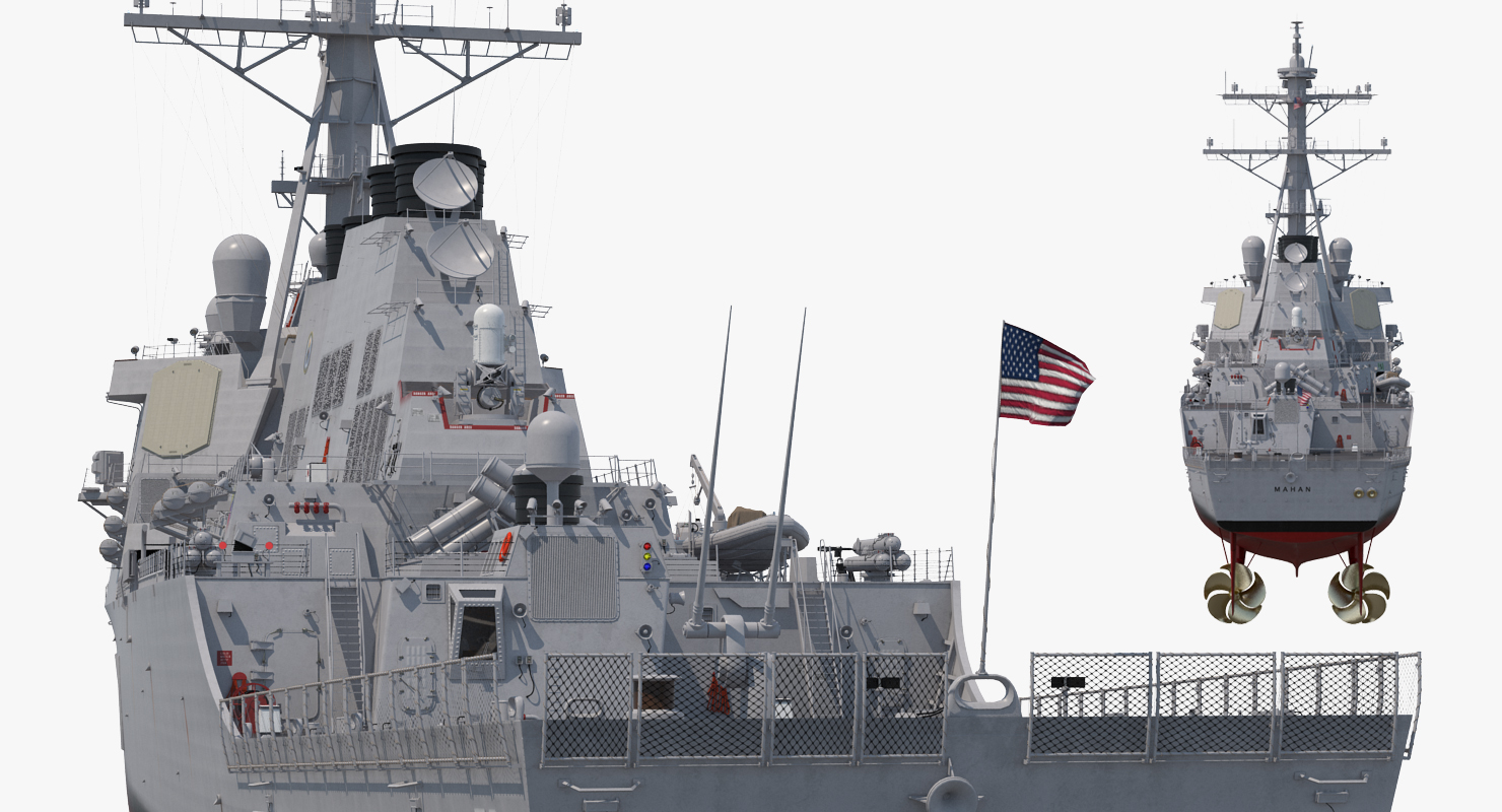 3D Arleigh Burke Destroyer Mahan DDG 72 Rigged model