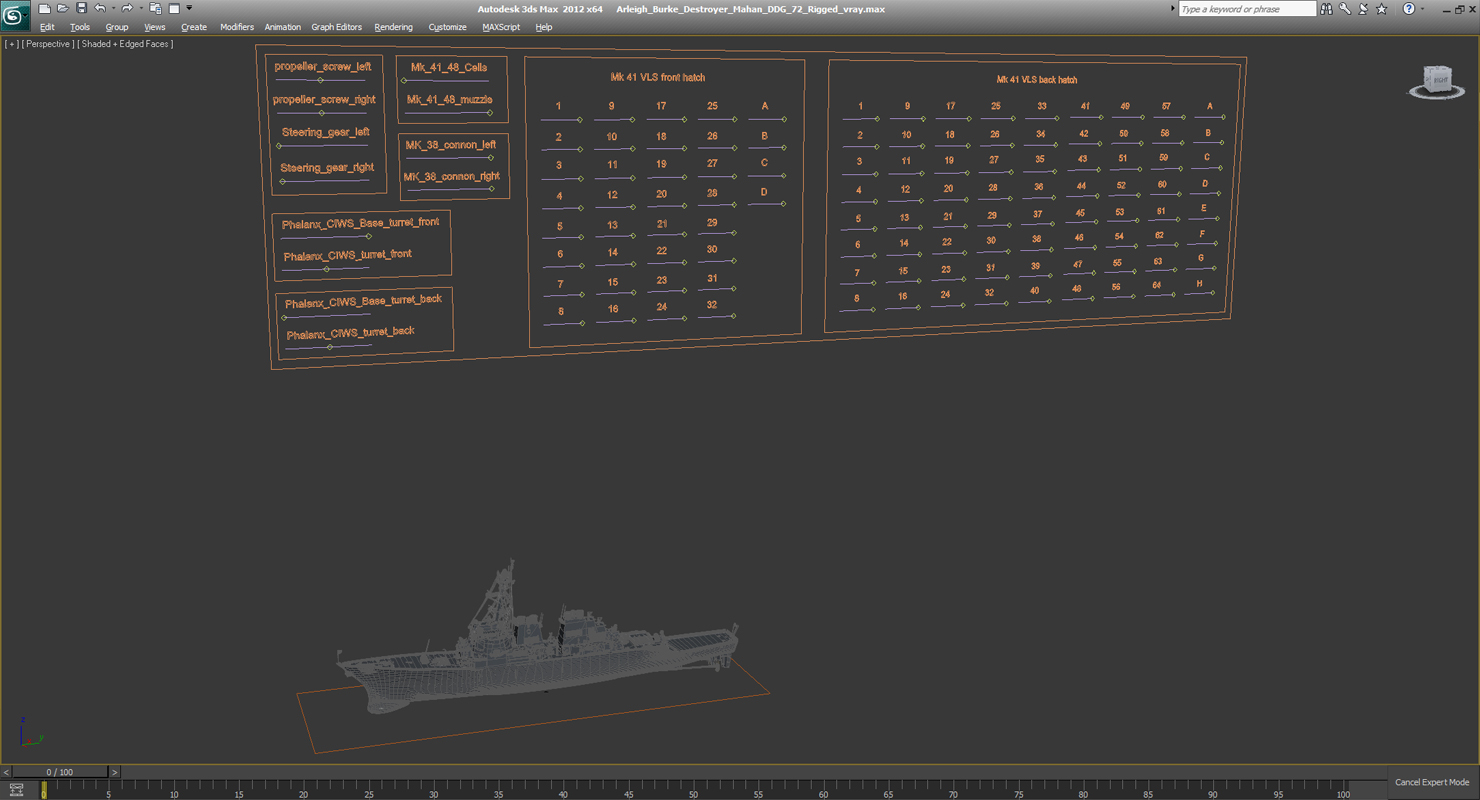 3D Arleigh Burke Destroyer Mahan DDG 72 Rigged model