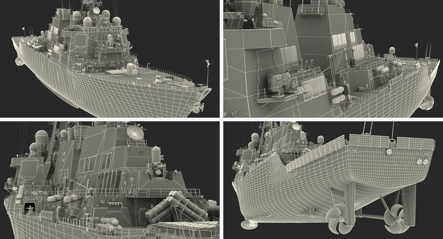 3D Arleigh Burke Destroyer Mahan DDG 72 Rigged model