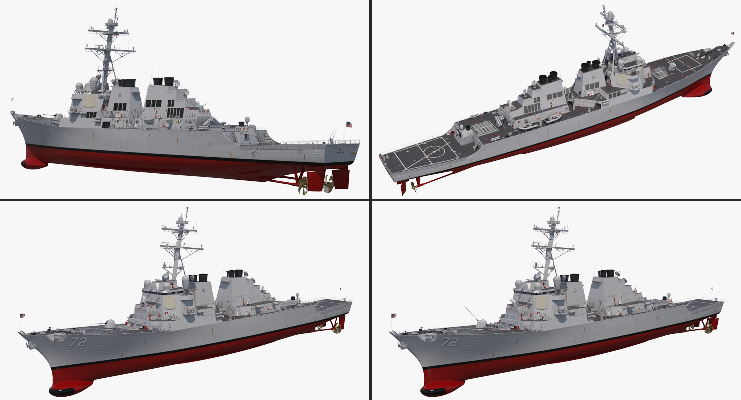 3D Arleigh Burke Destroyer Mahan DDG 72 Rigged model