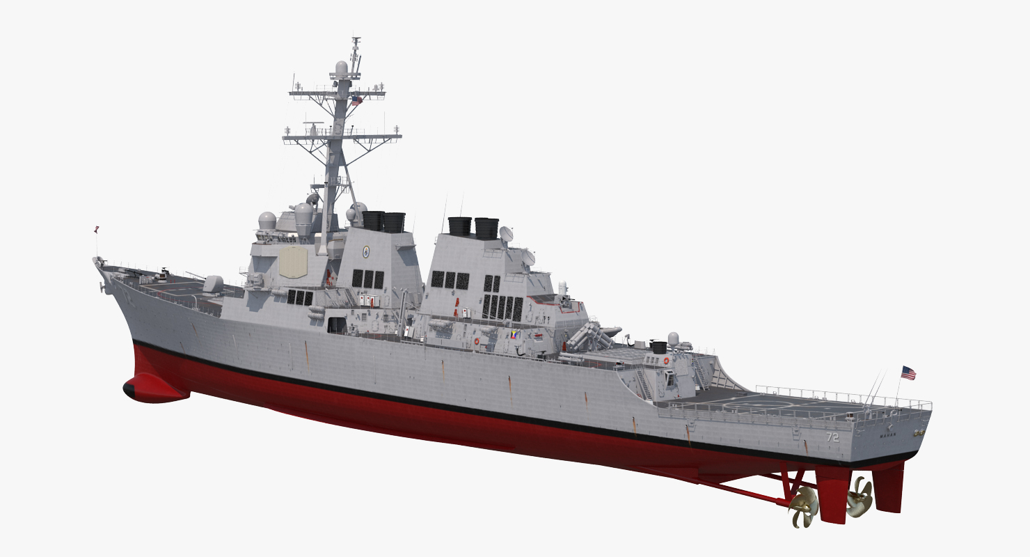 3D Arleigh Burke Destroyer Mahan DDG 72 Rigged model
