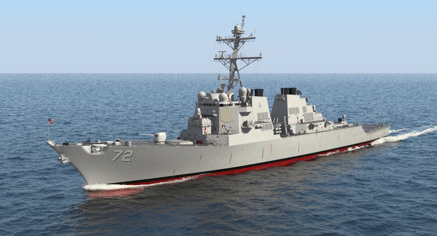 3D Arleigh Burke Destroyer Mahan DDG 72 Rigged model
