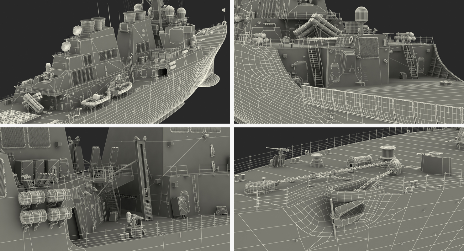 3D Arleigh Burke Destroyer Mahan DDG 72 Rigged model