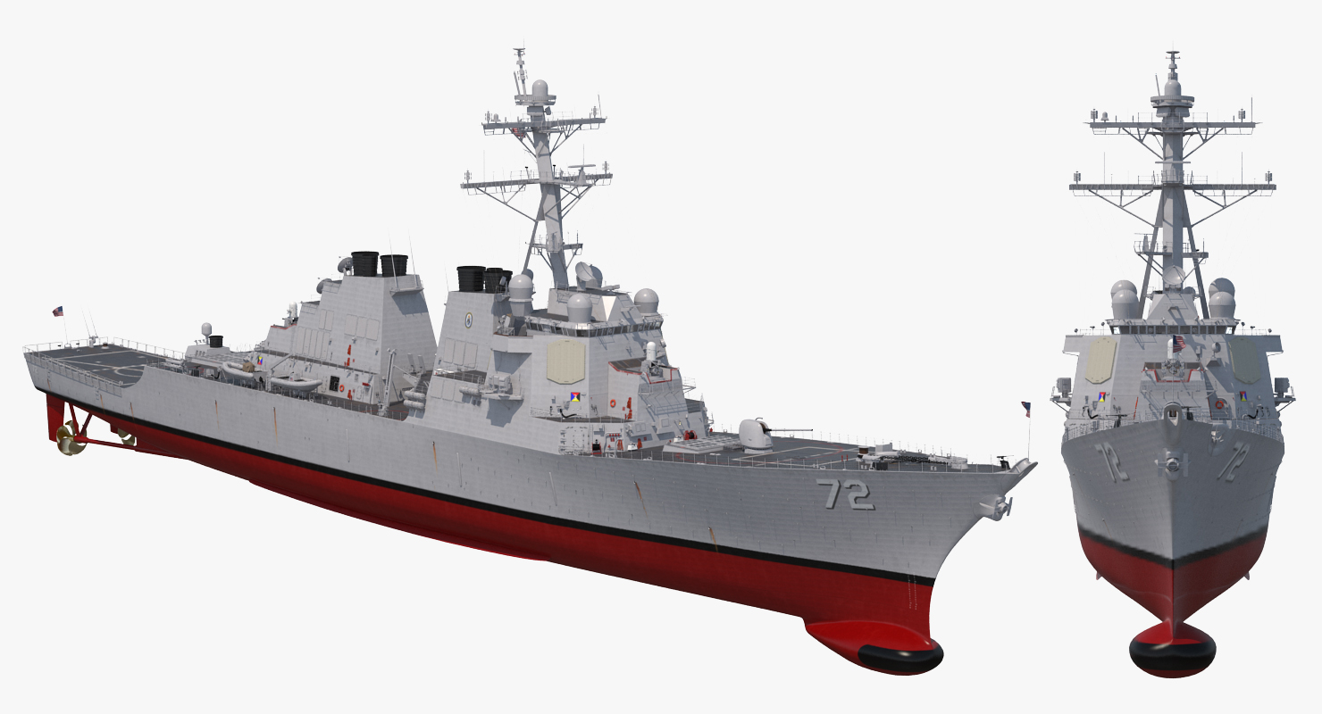 3D Arleigh Burke Destroyer Mahan DDG 72 Rigged model