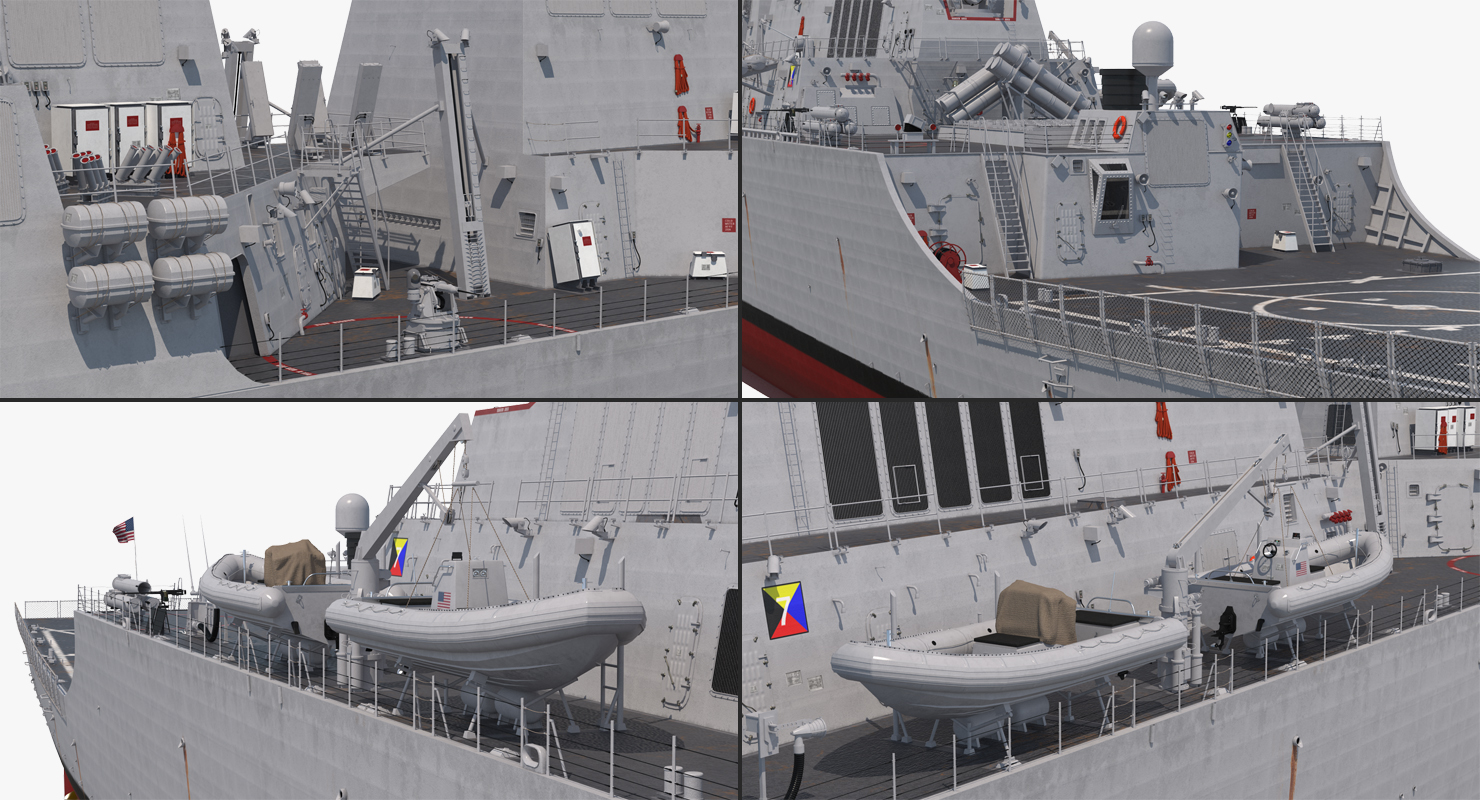 3D Arleigh Burke Destroyer Mahan DDG 72 Rigged model
