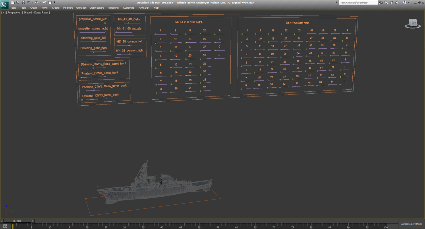 3D Arleigh Burke Destroyer Mahan DDG 72 Rigged model
