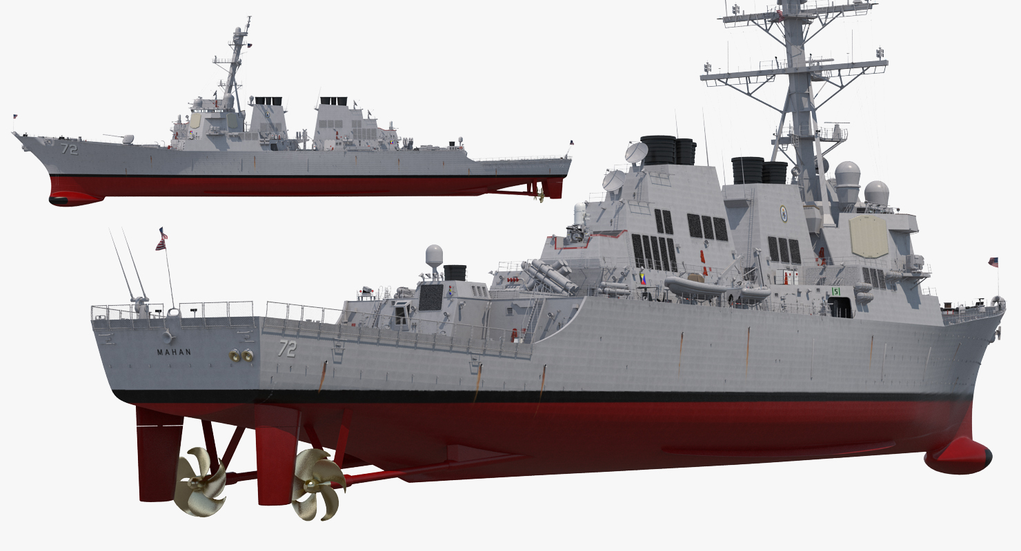 3D Arleigh Burke Destroyer Mahan DDG 72 Rigged model