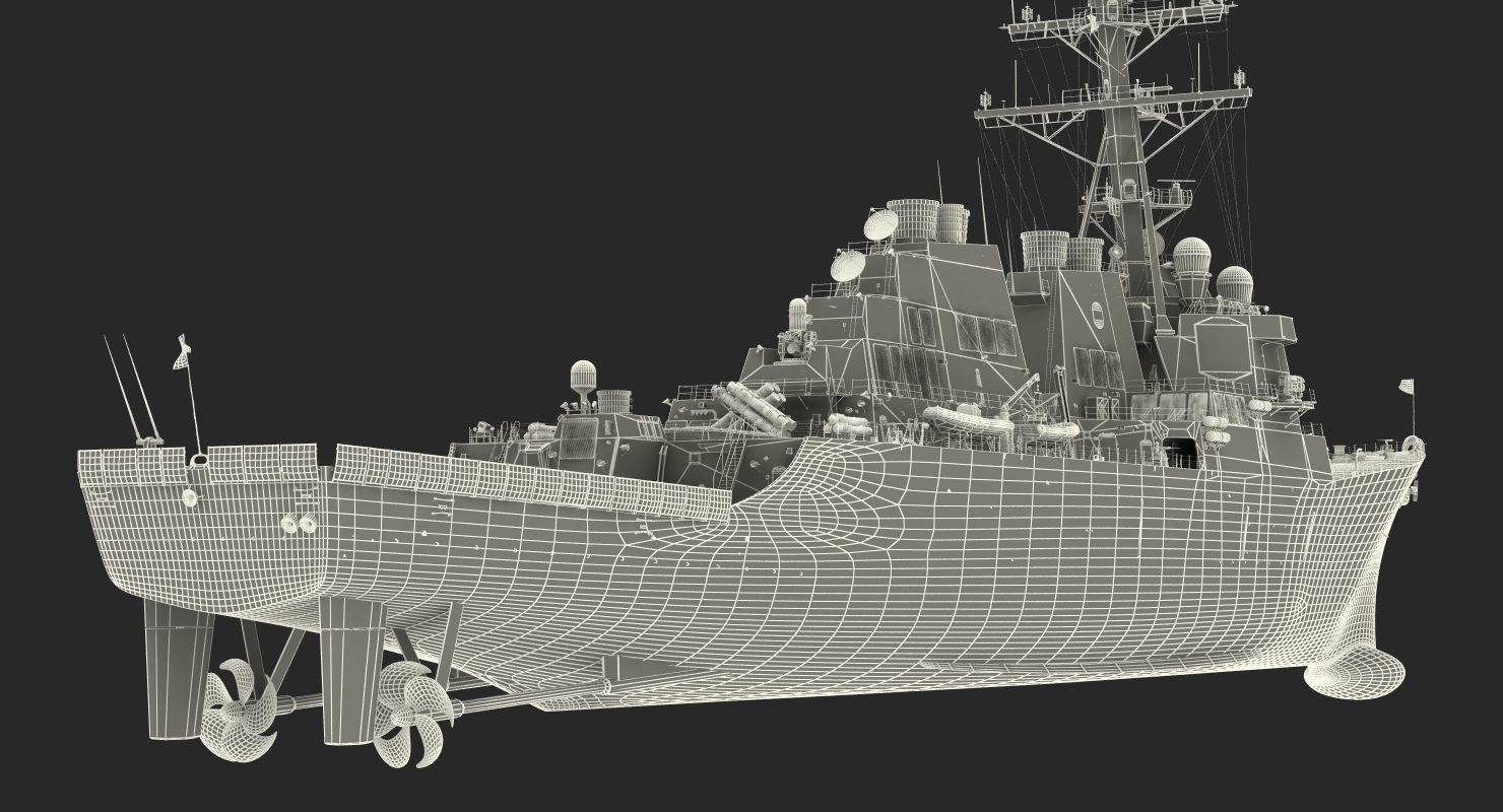 3D Arleigh Burke Destroyer Mahan DDG 72 Rigged model