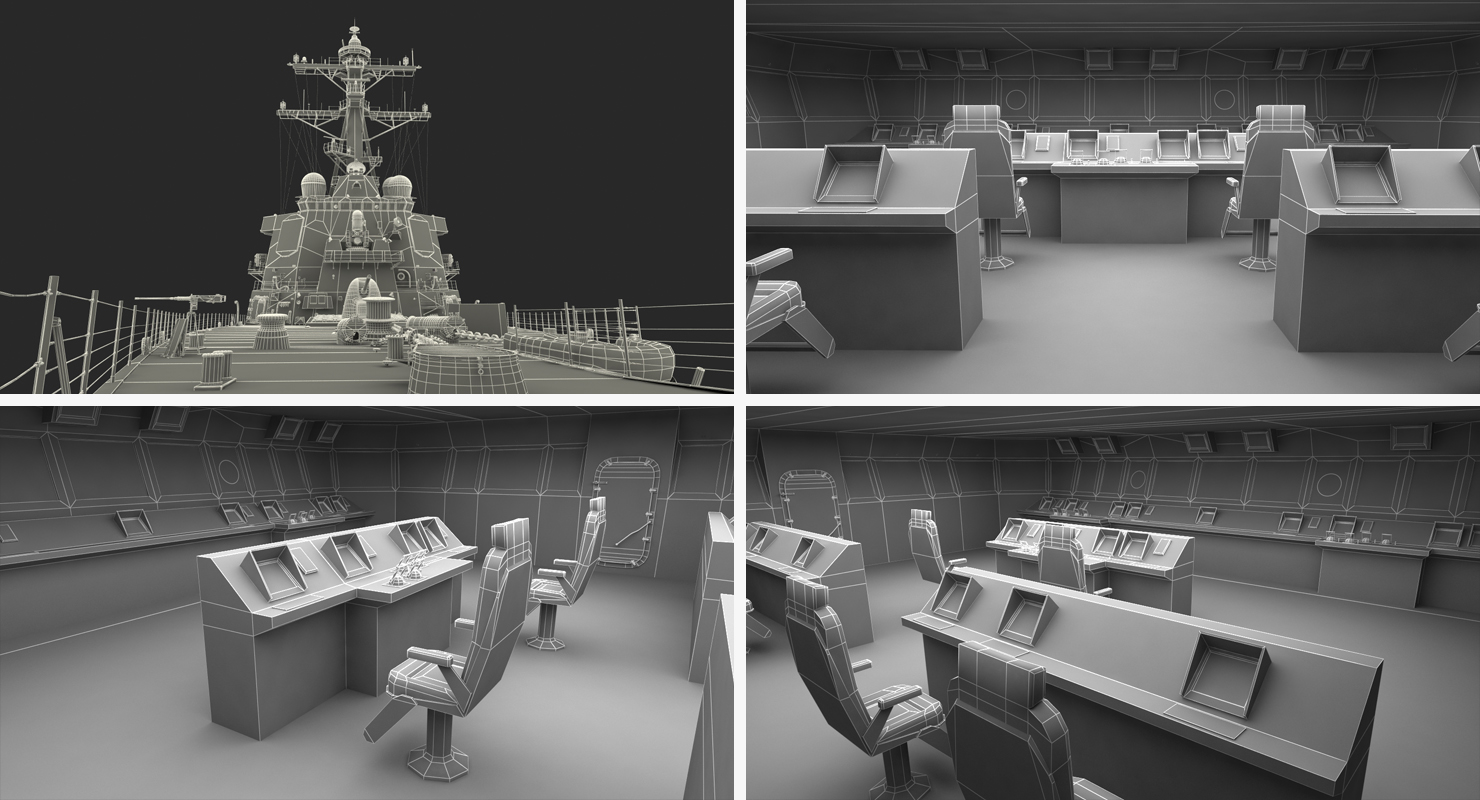 3D Arleigh Burke Destroyer Mahan DDG 72 Rigged model