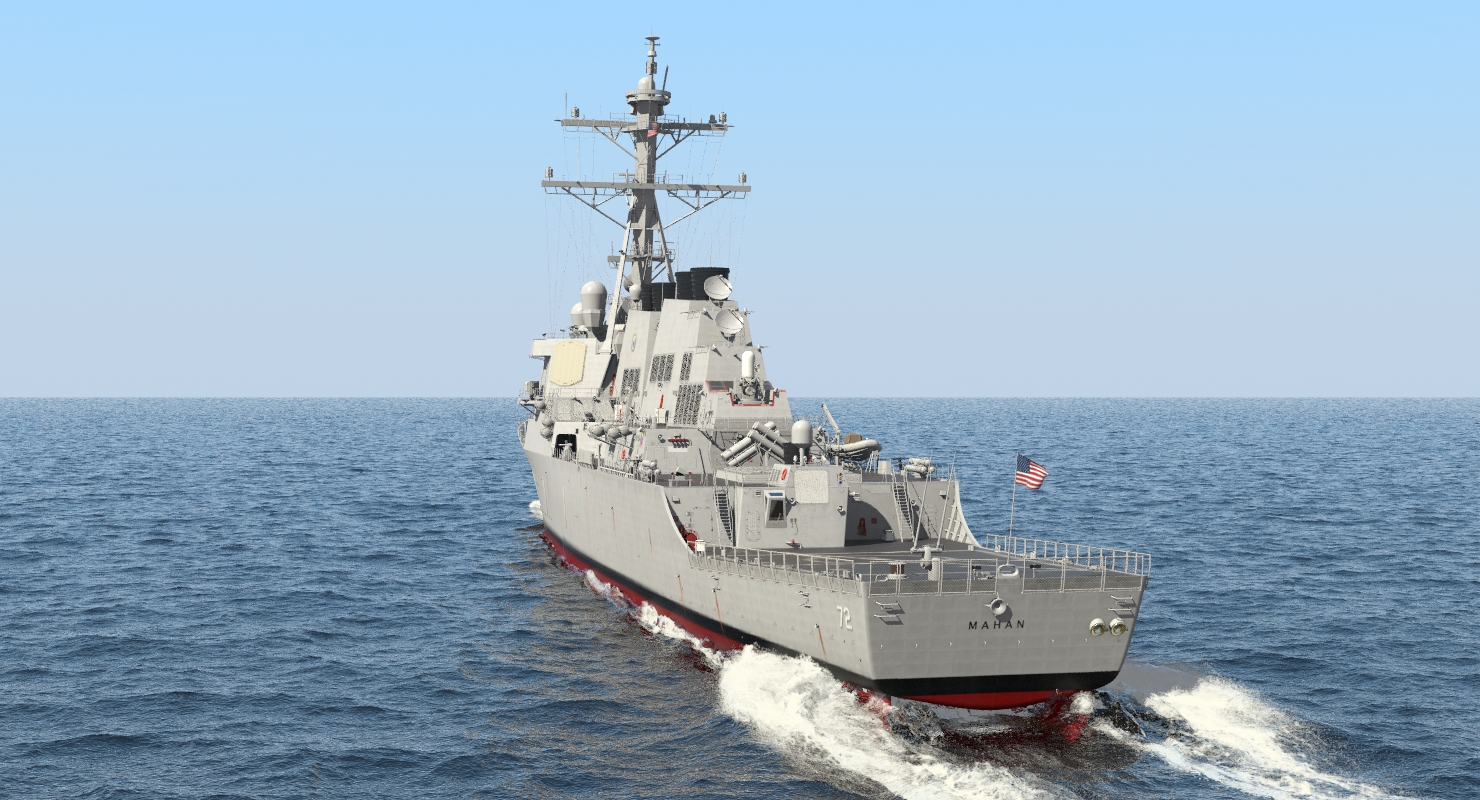 3D Arleigh Burke Destroyer Mahan DDG 72 Rigged model