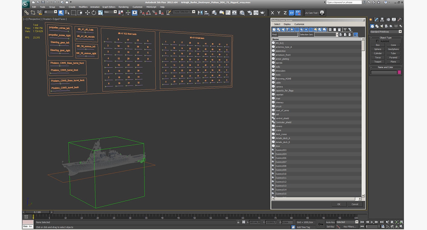 3D Arleigh Burke Destroyer Mahan DDG 72 Rigged model