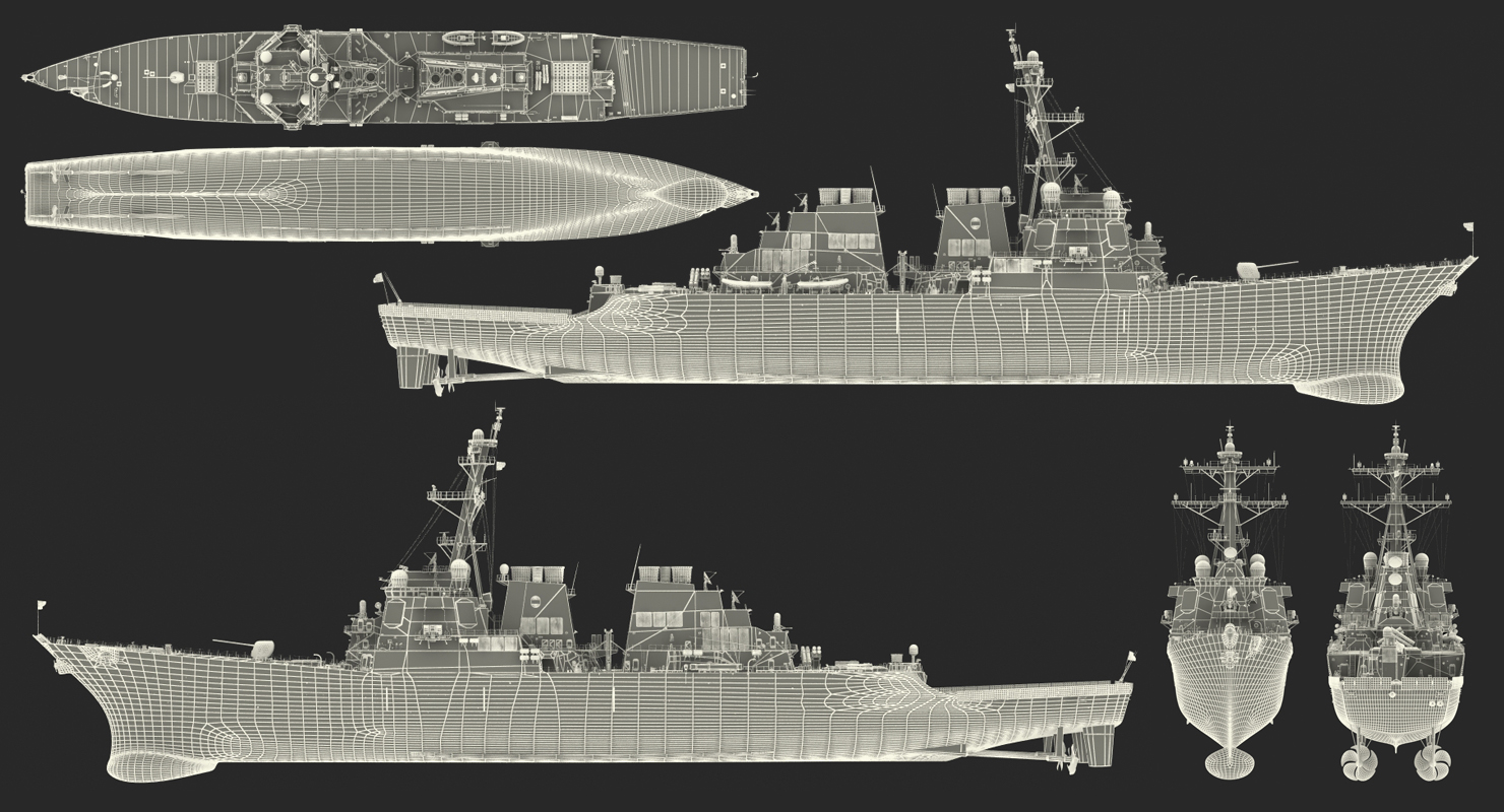 3D Arleigh Burke Destroyer Mahan DDG 72 Rigged model