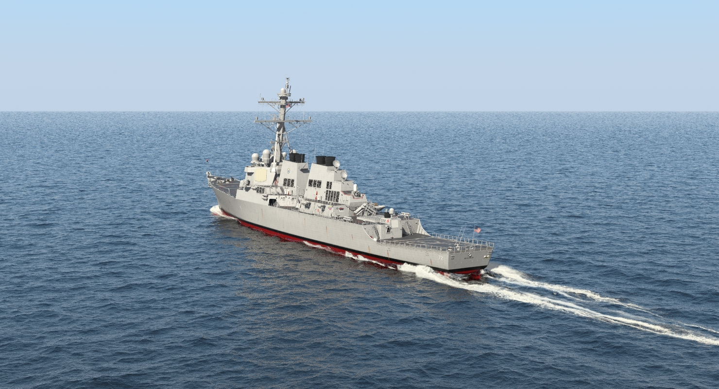 3D Arleigh Burke Destroyer Mahan DDG 72 Rigged model