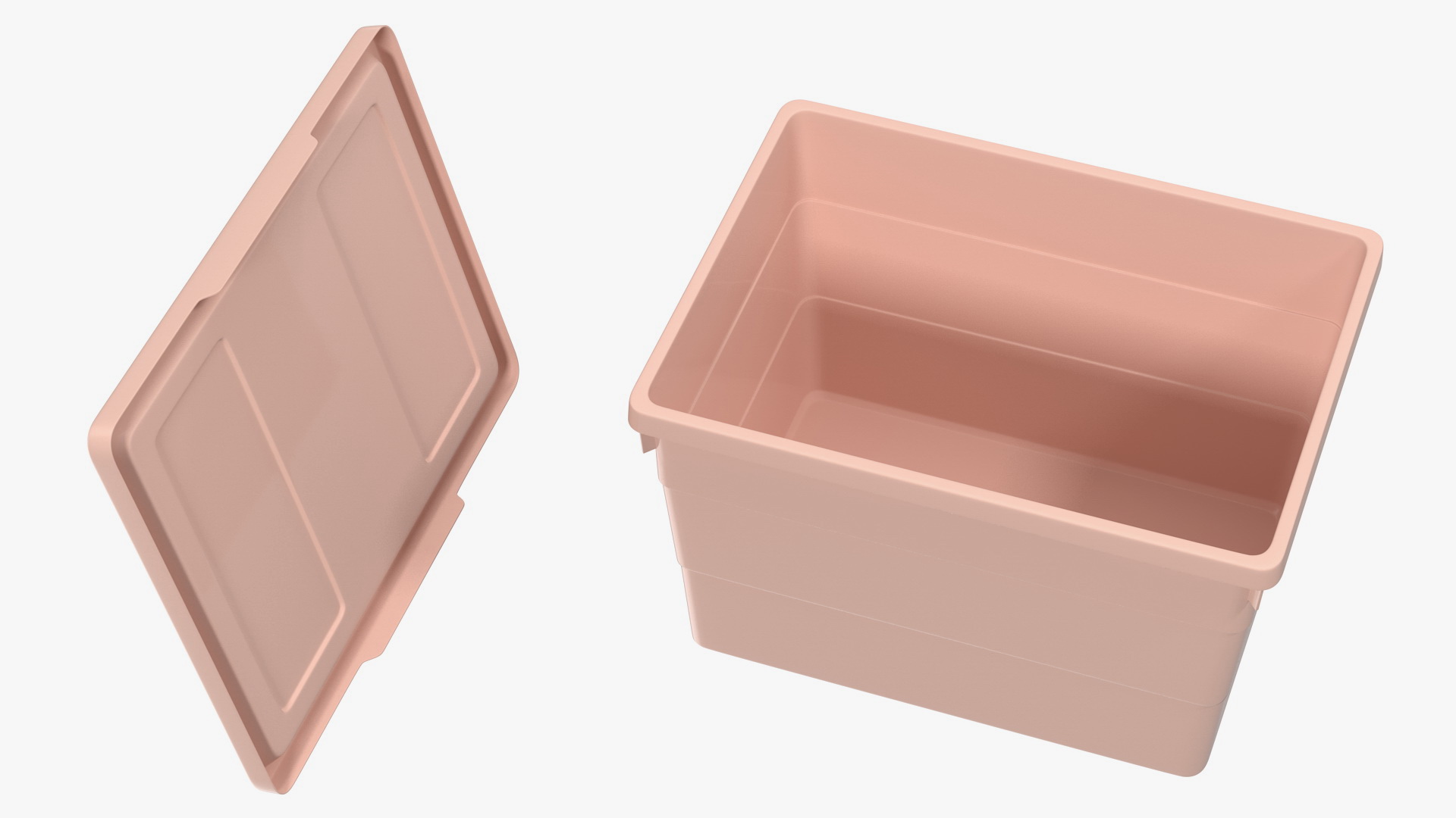 Pink Plastic Storage Box with Lid Set 3D