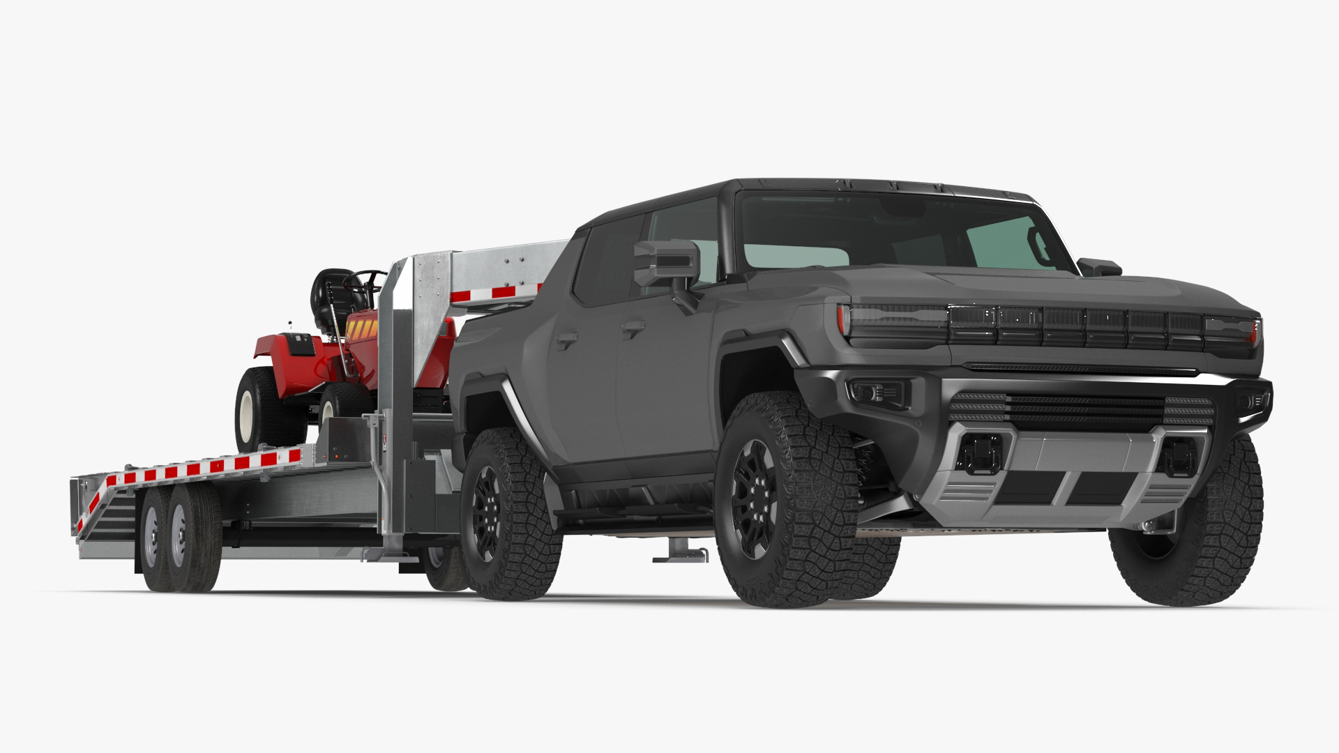 Pickup Truck with Gooseneck Trailer and Mini Tractor 3D