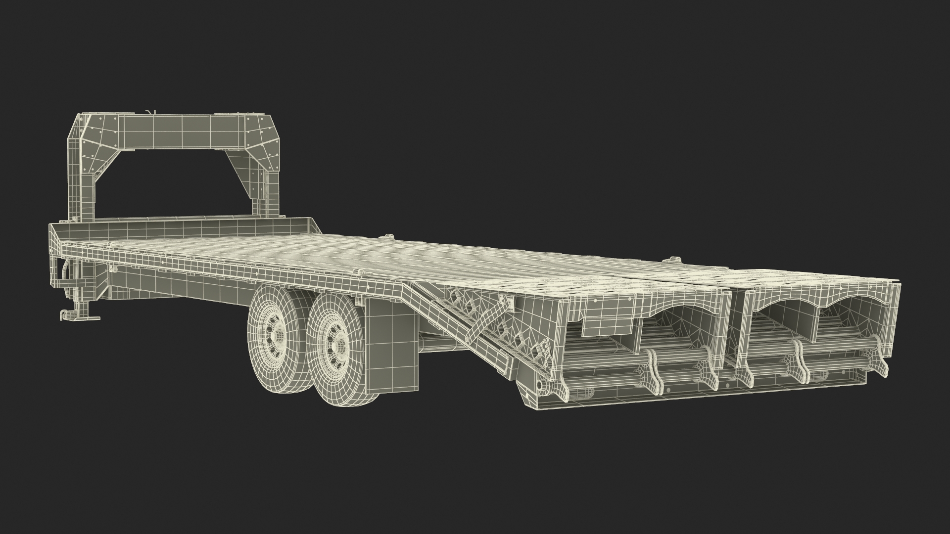 Pickup Truck with Gooseneck Trailer and Mini Tractor 3D