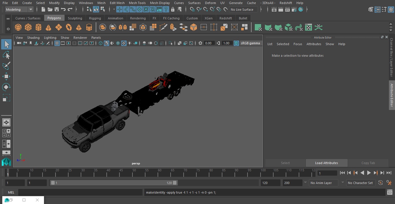 Pickup Truck with Gooseneck Trailer and Mini Tractor 3D
