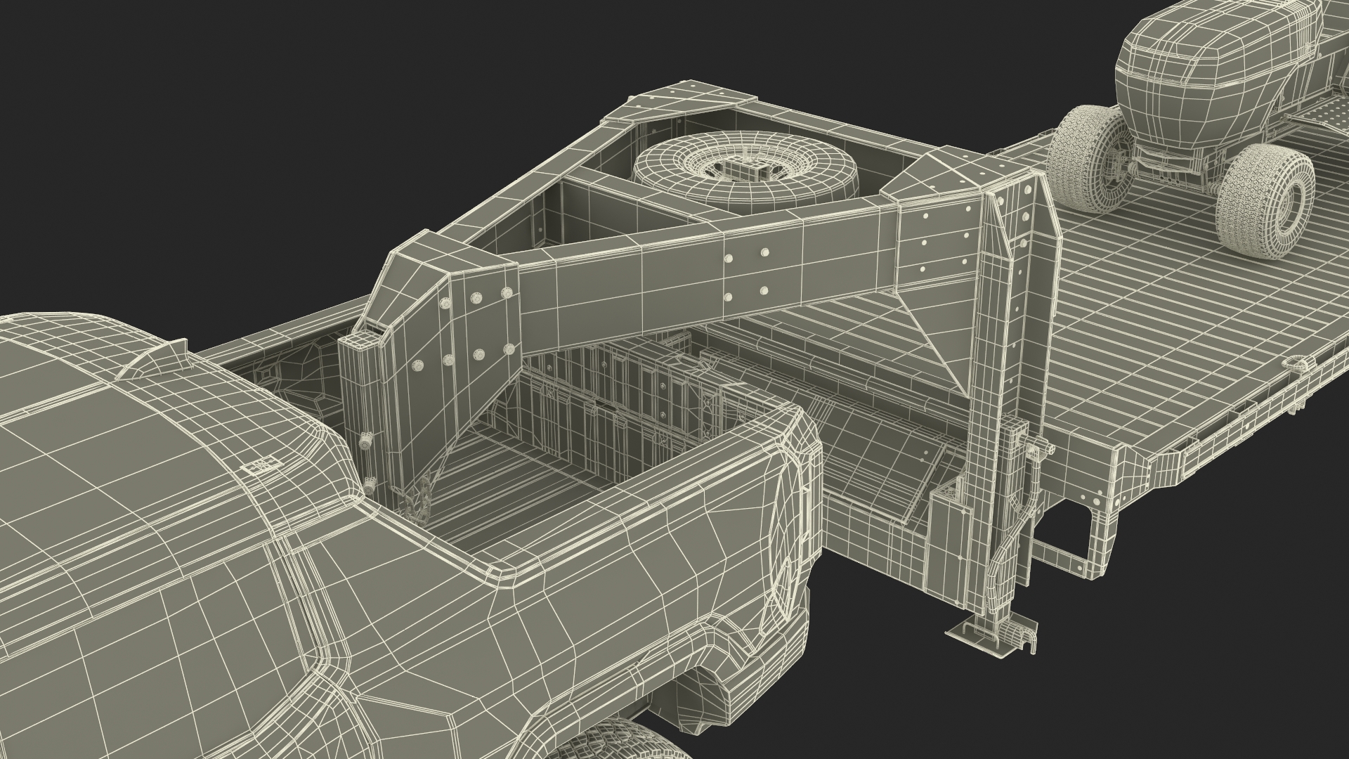 Pickup Truck with Gooseneck Trailer and Mini Tractor 3D