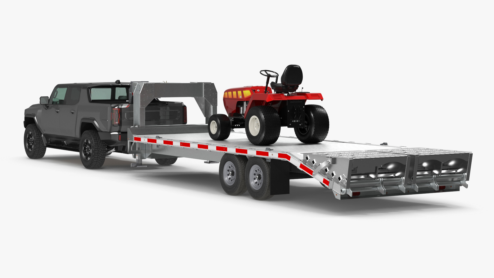 Pickup Truck with Gooseneck Trailer and Mini Tractor 3D