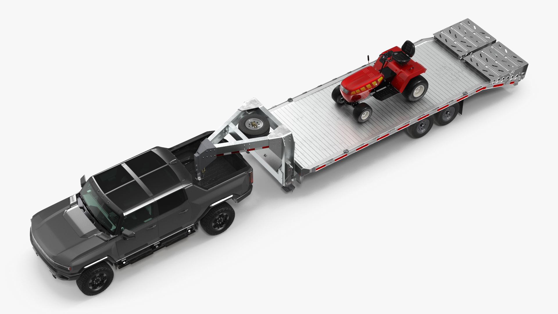 Pickup Truck with Gooseneck Trailer and Mini Tractor 3D