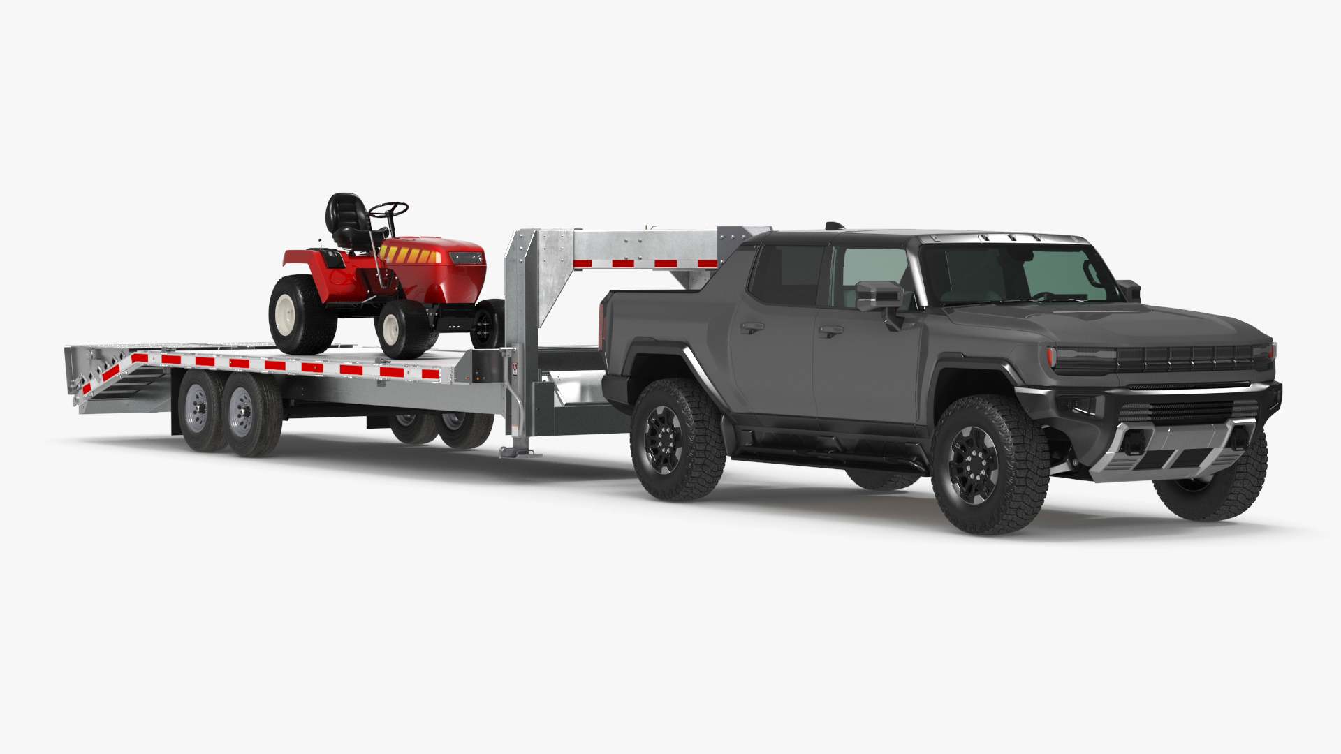 Pickup Truck with Gooseneck Trailer and Mini Tractor 3D