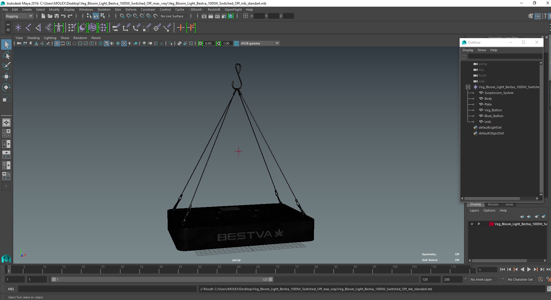 3D Veg Bloom Light Bestva 1000W Switched Off