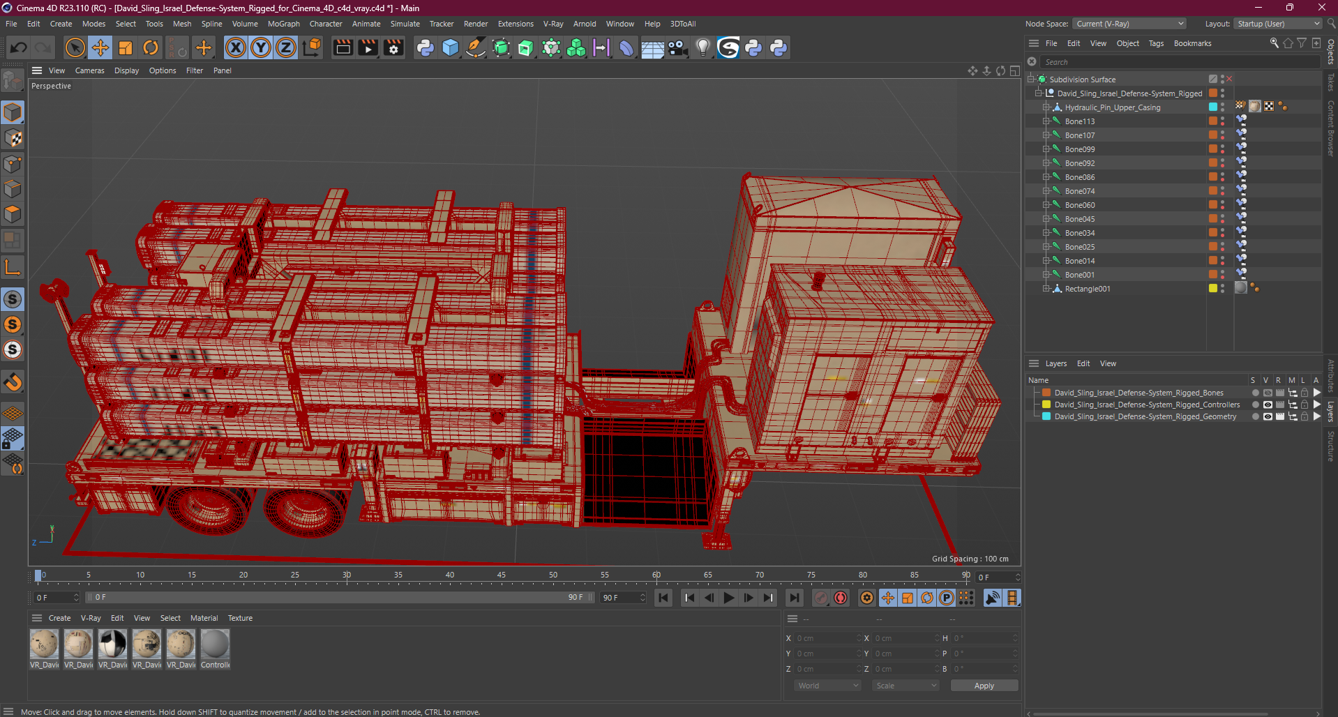 David Sling Israel Defense-System Rigged for Cinema 4D 3D model