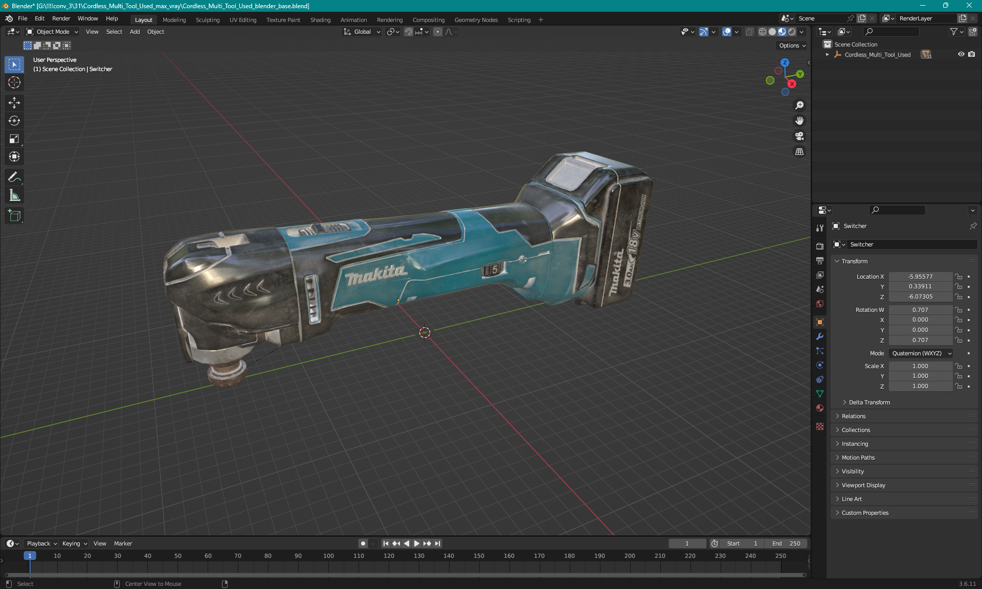 3D Makita Cordless Multi Tool Used