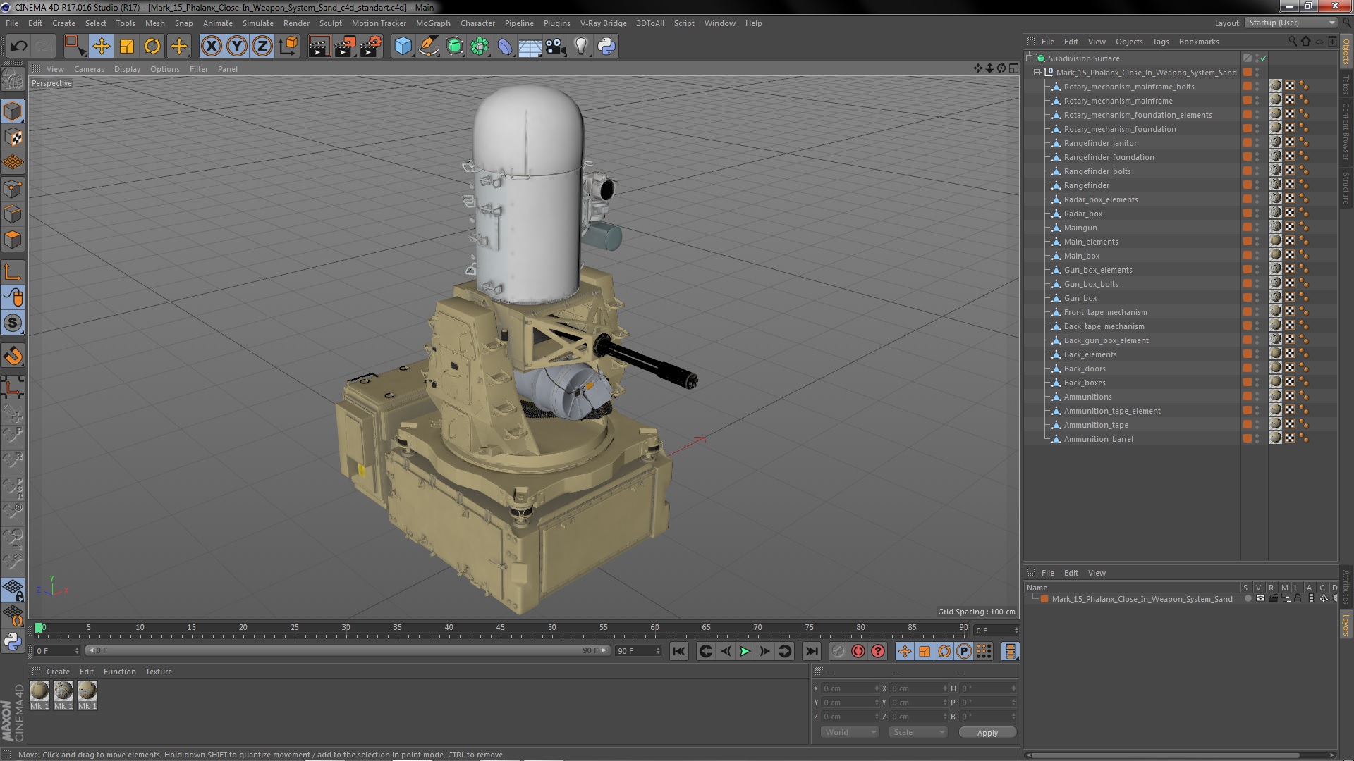 3D Mark 15 Phalanx Close-In Weapon System Sand model