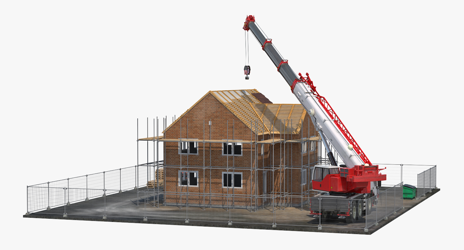 3D Private House Construction with Equipment