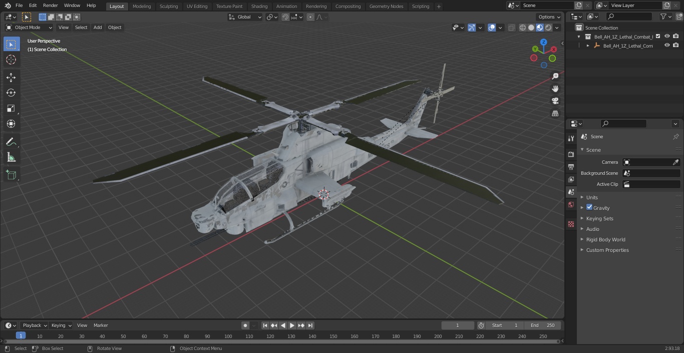 3D model Bell AH-1Z Lethal Combat Helicopter
