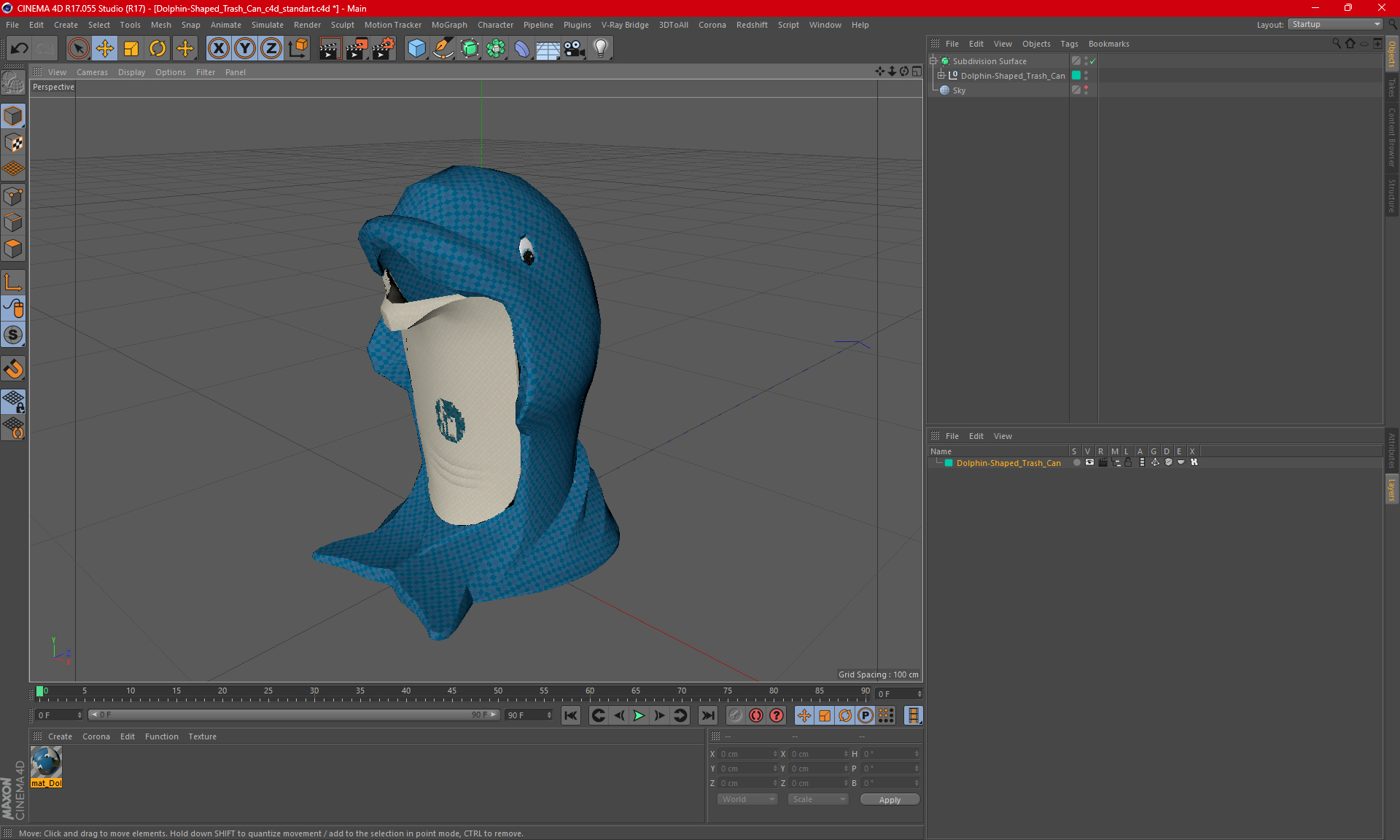 Dolphin-Shaped Trash Can 3D model