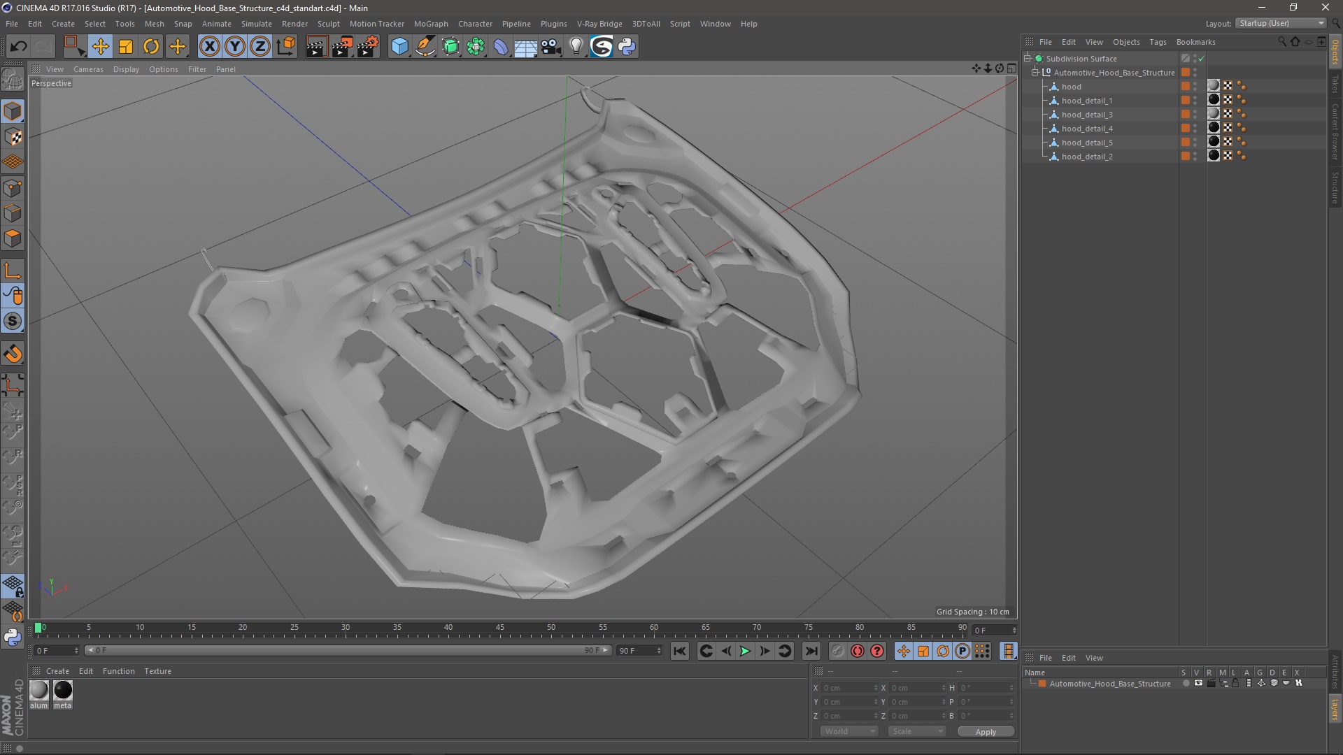 3D model Automotive Hood Base Structure