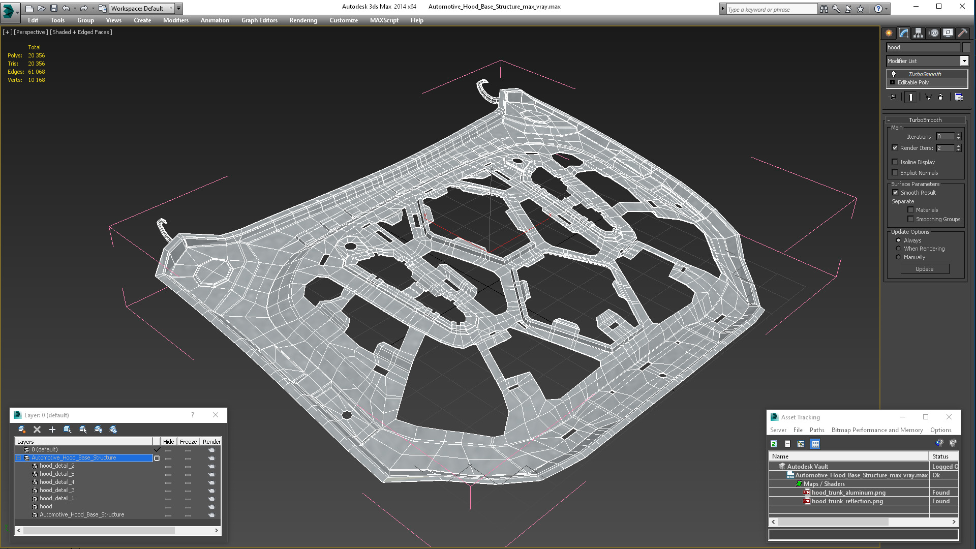 3D model Automotive Hood Base Structure