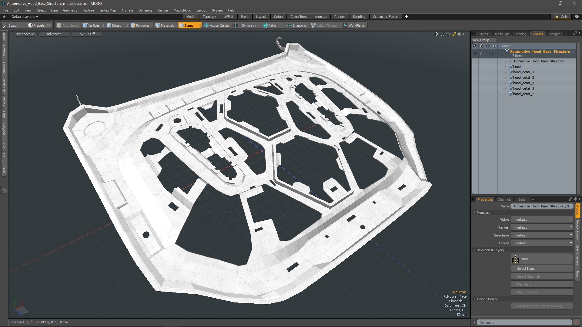 3D model Automotive Hood Base Structure