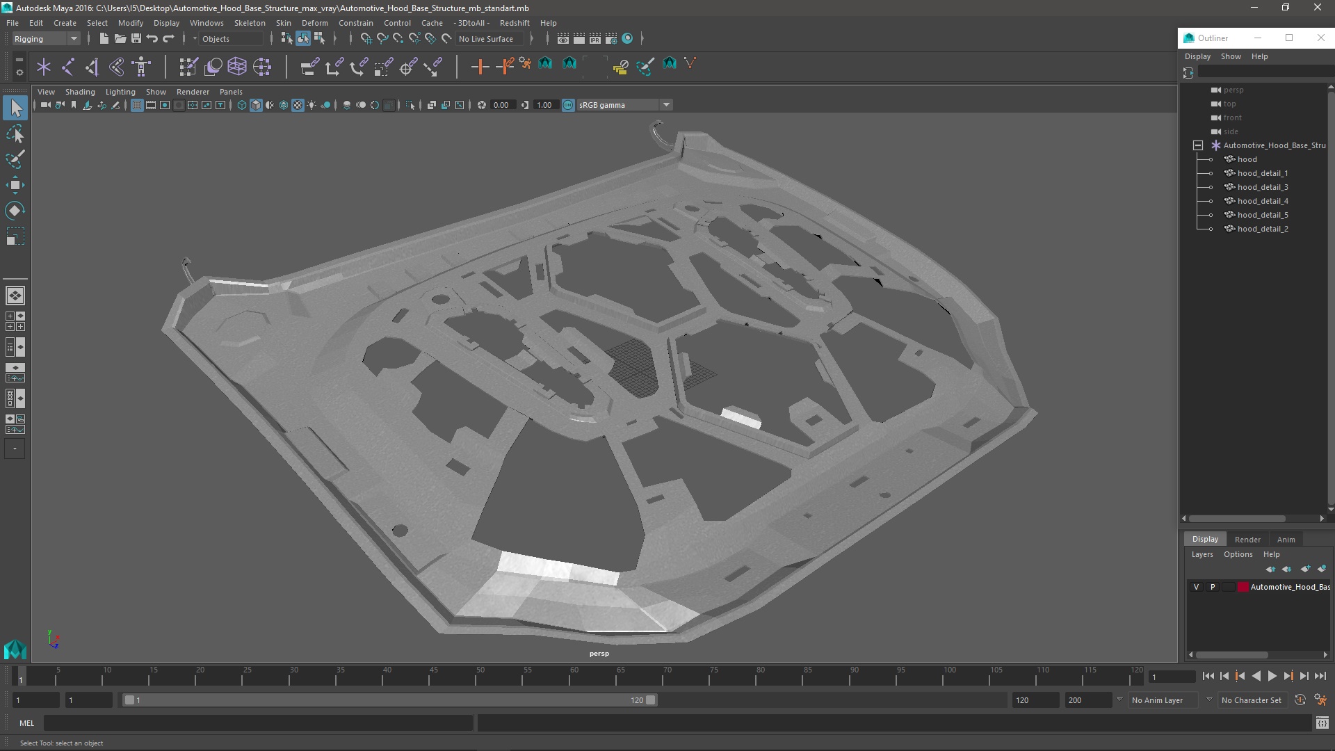 3D model Automotive Hood Base Structure