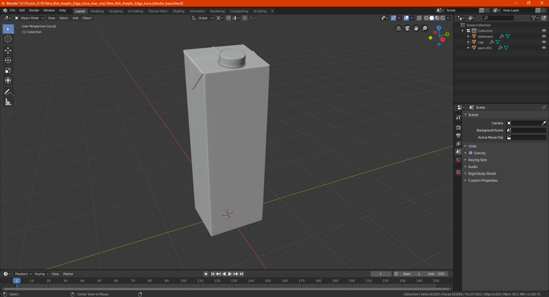 Tetra Brik Aseptic Edge Juice 3D model