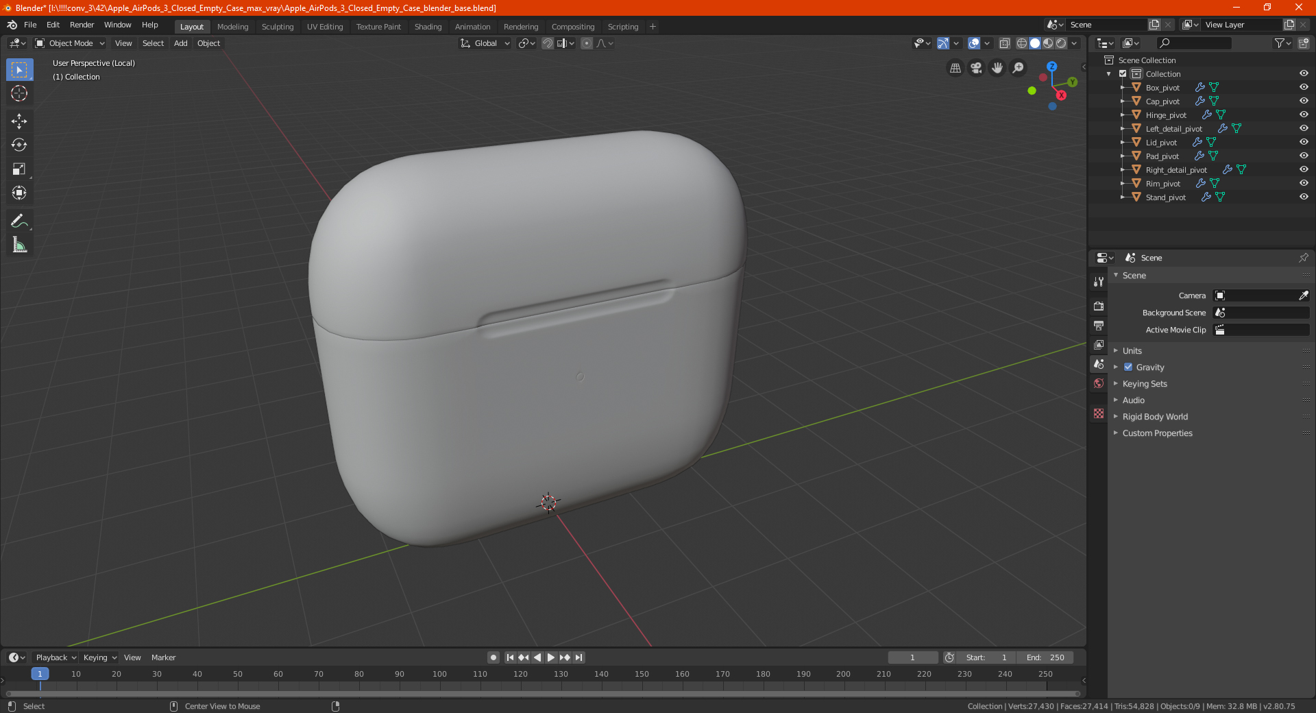3D Apple AirPods 3 Closed Empty Case model