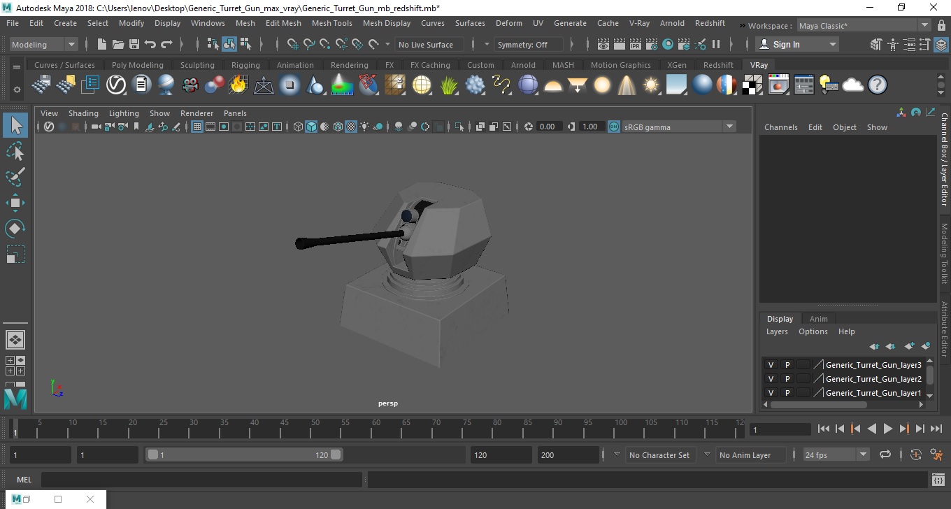 3D Generic Turret Gun model