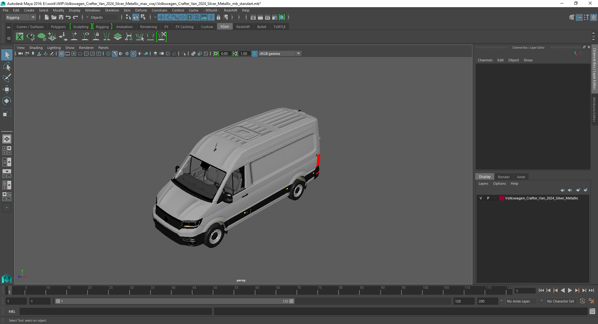 3D Volkswagen Crafter Van 2024 Silver Metallic model