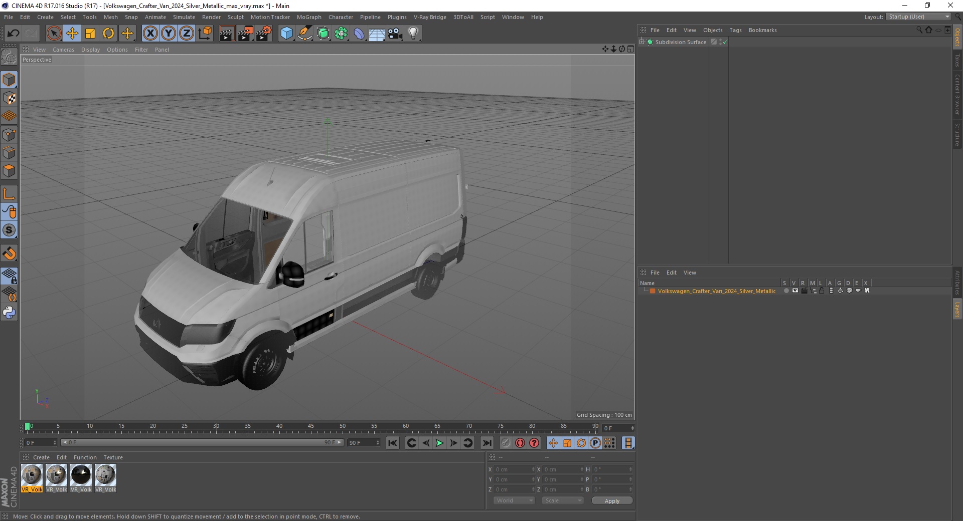 3D Volkswagen Crafter Van 2024 Silver Metallic model